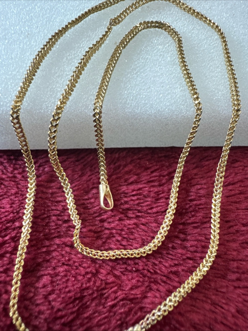 10K Yellow Gold Franco Chain 16” 1mm 2.1g Lobster Clasp Soldered Repair